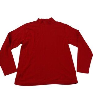 Northern Isles Women Red Mock Neck Long Sleeve Knit Top Shirt Size M Casual